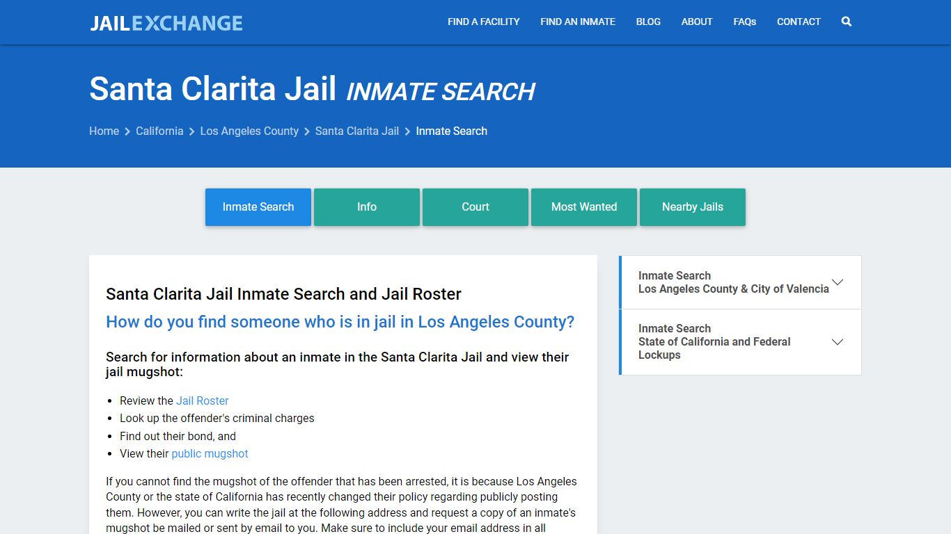 Inmate Search: Roster & Mugshots - Santa Clarita Jail, CA