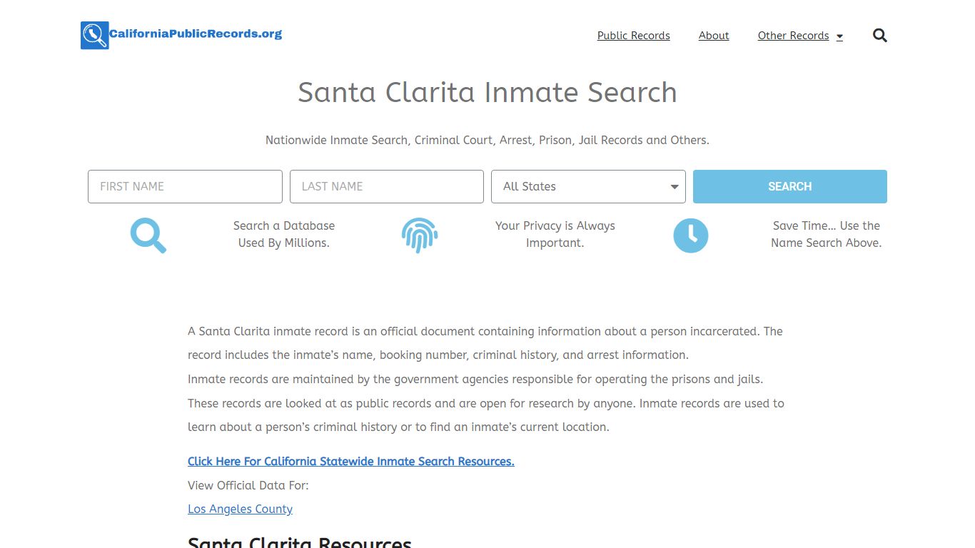 Santa Clarita Inmate Search - Current & Past SCSS CA Jail Records